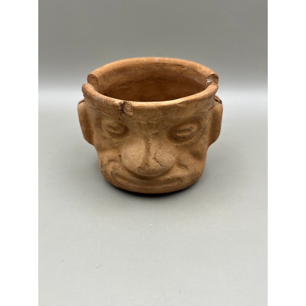 Vtg Acapulco Continental Mexican Terracotta Face Clay Folk Art 2" x 3" 1970s